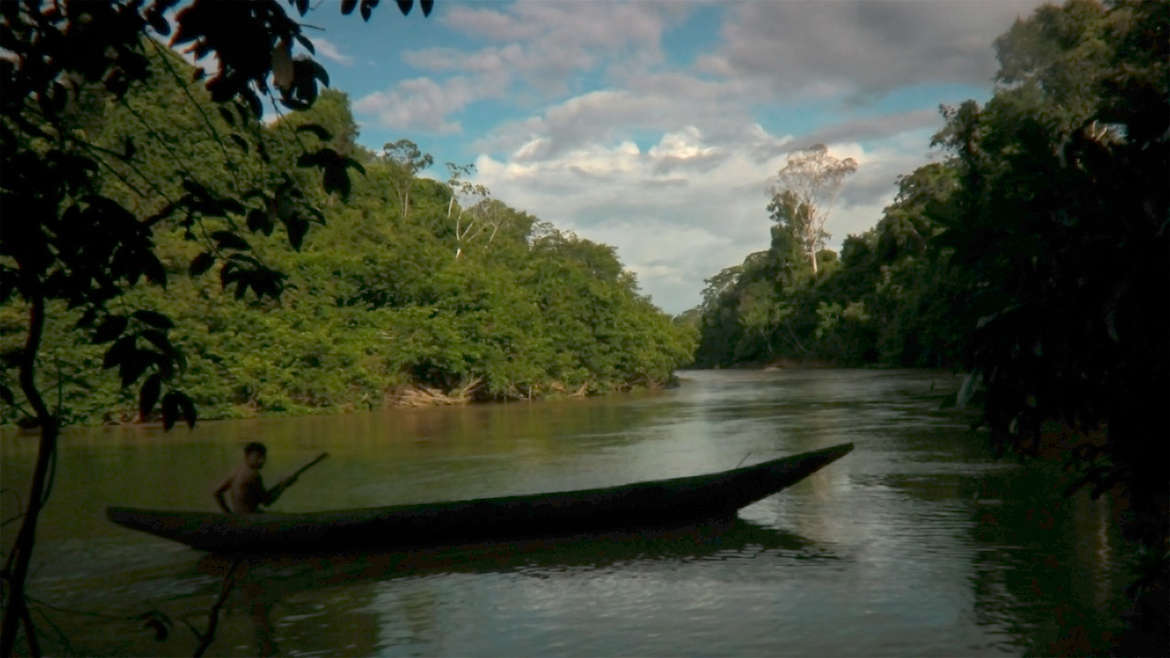 Picture of someone in a boat in Yanomami.