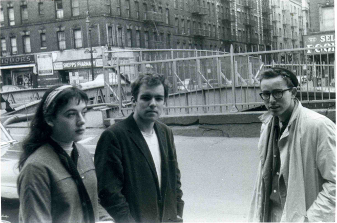 Al Brilliant and two friends pose for a photo in black and white in NYC.